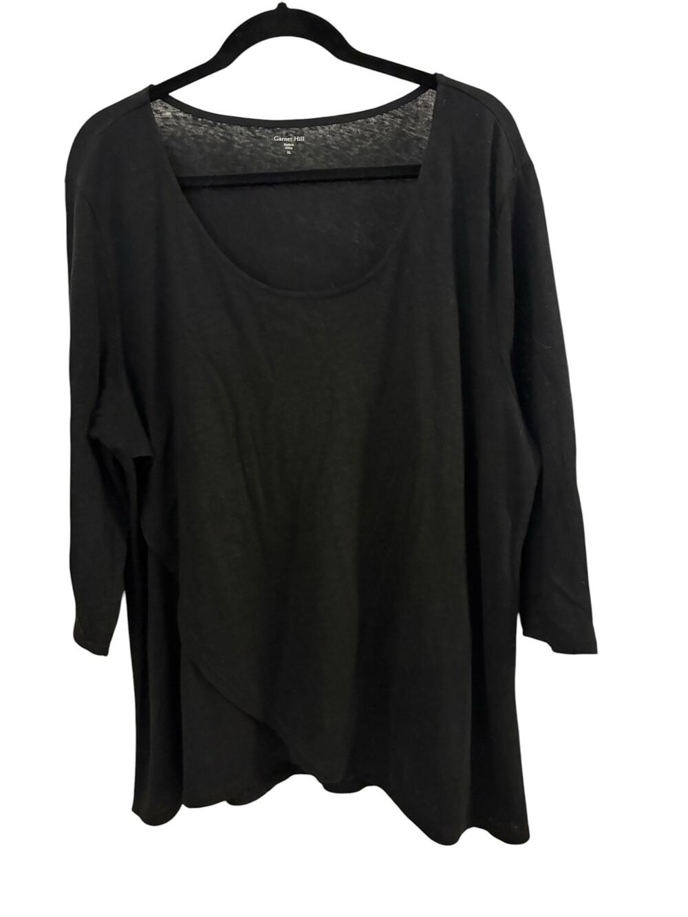 Garnet Hill Organic Linen Black Open Cardigan Sweater XL Closet Staple Lagenlook